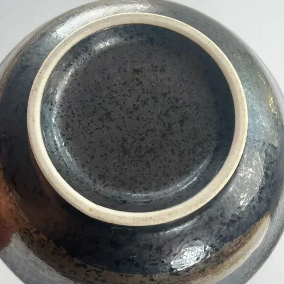 Signed Studio Art Pottery Bowl Glazed Pottery 4x8" Brown Black Speckled Trinket - Picture 6 of 13